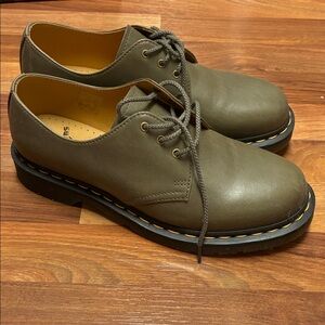 Dr. Martens 1461 CARRARA LEATHER OXFORD SHOES olive SIZE US men 9/women 10